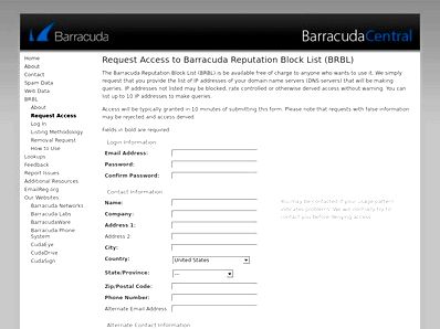 Barracudacentral.org - technical insight for security pros org has address